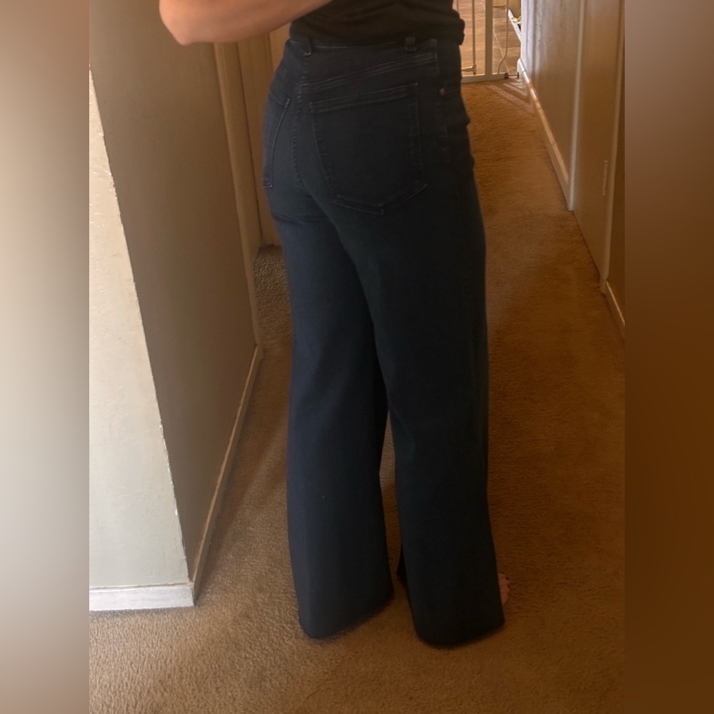 MADEWELL Tall Flared Wide-Leg Crop Jeans - Dark Blue NWT - Picture 11 of 16